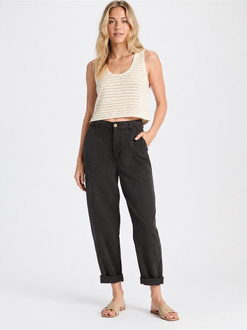 Everlane The Utility Barrel Pant in Buttersoft Tencel Black Size 6